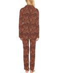 Leather Floral Print Women's Long Pajama Set