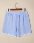 Gingham Plaid Lace Trim Buttoned Boxer Shorts