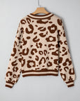 Leopard Knit V-Neck Sweater