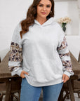 Plus Size Camo Patchwork Asymmetric Sleeve Hoodie