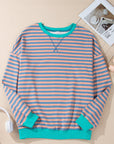 Elliana Stripe Crossed Stitch Drop Shoulder Sweatshirt