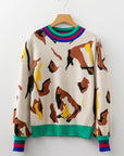 Colorblock Stripe Contrast Ribbed Knit Sweater