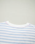 Stripe Oversize Dolman Sleeve Patchwork T-Shirt