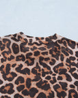Plus Size Leopard Mesh Mock Neck Top
