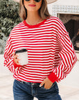 Stripe Reverse Seam Drop Shoulder Top