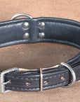 Hilason Heavy Duty Genuine Leather Dog Collar Floral Carving Dark  Large