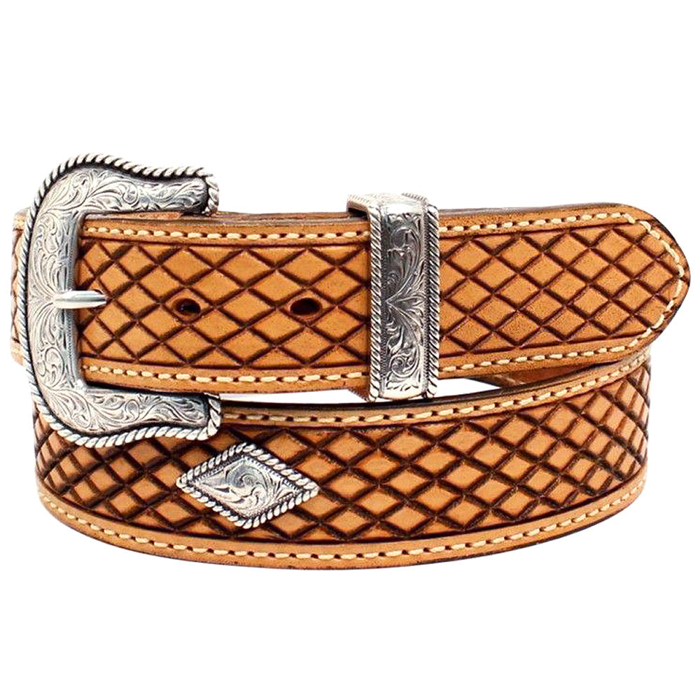 Nocona Leather Mens Belt Fort Worth Made In Usa 1-1/2 Crosshatch