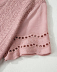 Eyelet Textured Half-Button Short Sleeve Blouse