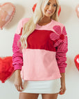 Emi Striped Sleeve Textured Top