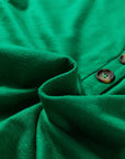 Solid V-Neck Button Long Sleeve Top