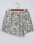 Leopard Denim Buttoned Overlap Shorts
