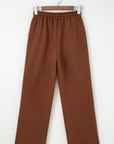 Leopard Drawstring Fleece Lined Elastic Waist Pants