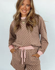 Checker Long Sleeve Pullover and Shorts Set
