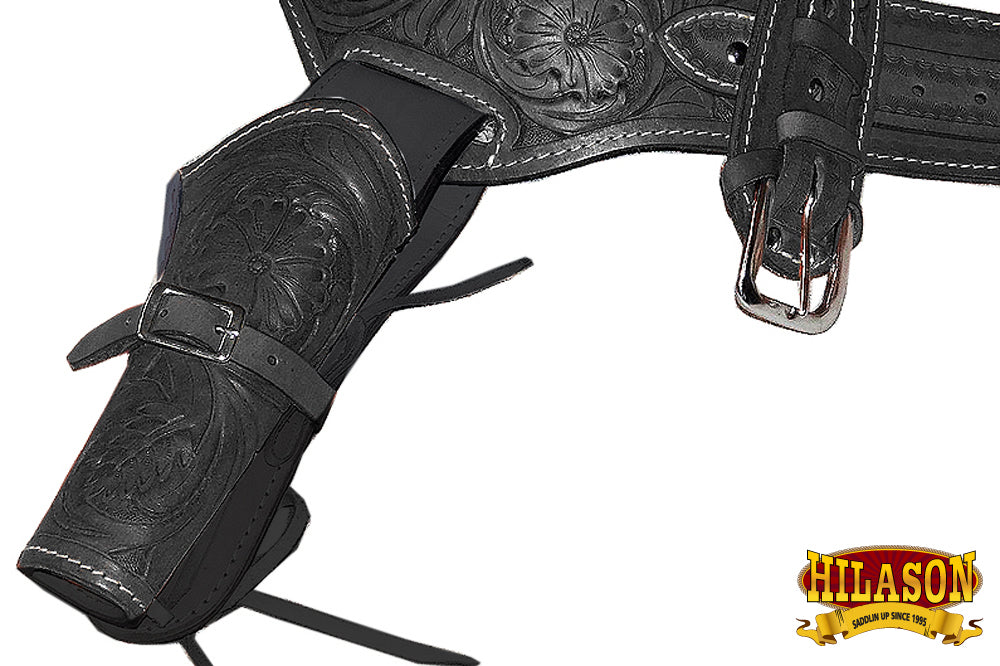 46 In Hilason Western Right Hand Gun Holster Rig 38 Cal Leather Cowboy
