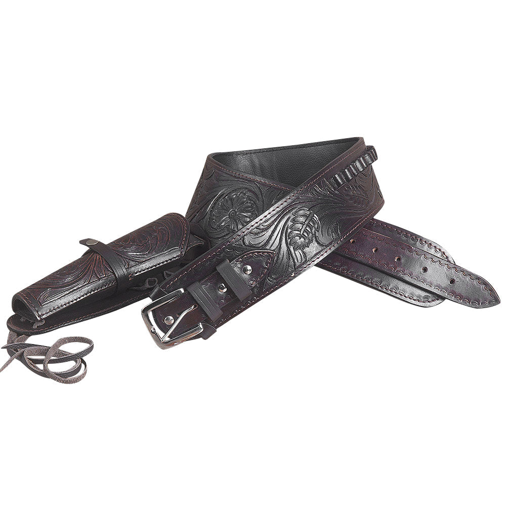 42 In Hilason Western Right Hand Gun Holster Rig 44/45 Cal Leather Cowboy