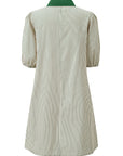 Stripe Patchwork Chest Pocket Mini Shirt Dress