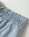 Stripe Denim Raw Edge Drawstring Waist Shorts