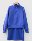 Solid Half Zip Pullover and Mini Skort Set