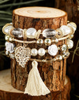 Mariana Beaded Fringed Layered Bracelet