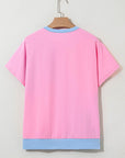 Colorblock Checker Half Button Henley T-Shirt