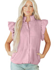 Solid Flutter Sleeve Snap Button Puffer Vest