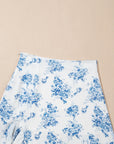 Floral Boho High Waist Ruffle Split Maxi Skirt