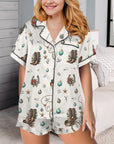 Baha Ranch Boots and Brands Western Cowgirl Cowboy Satin Short Pajama Sets
