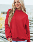 Solid Mock Neck Drop Shoulder Oversize Sweatshirt