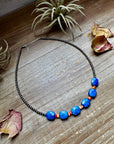 Sterling Silver & Spiny Oyster Choker with Lapis – Summer Necklace