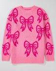Bow Drop Shoulder Long Sleeve Sweater