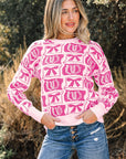 Western Bows & Horseshoes Long Sleeve Sweater