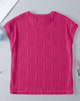 Plus Size Solid Wavy Textured Short Sleeve Tee