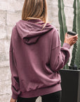 Solid Half-Zip Kangaroo Pocket Baggy Hoodie