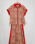 Leopard Contrast Trim Top and Pant Set