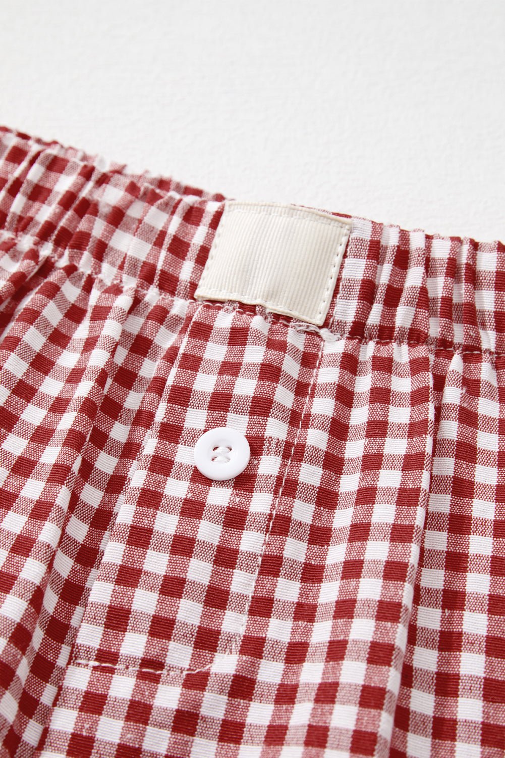 Gingham Plaid High Elastic Waist Shorts