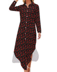 Baha Ranch Colores de Mexico Romantic Roses Button-Up Long Sleeve Shirt Dress