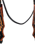 HILASON Western Horse Floral Fringes Headstall Breast Collar Set Genuine Leather Black