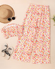 Floral Bandeau Top and Wide Leg Pants Set