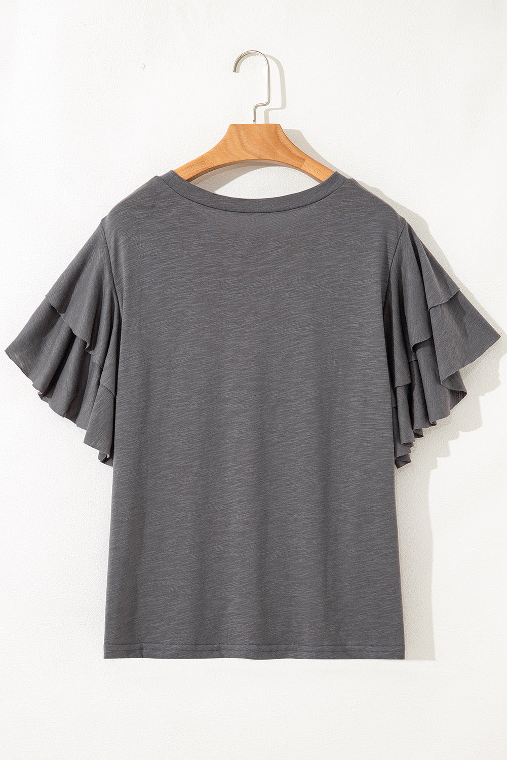 Plus Size Solid Layered Ruffle Short Sleeve Top