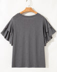 Plus Size Solid Layered Ruffle Short Sleeve Top