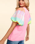 Rainbow Puff Sleeve Top -clearance