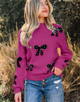 Lucy Bow Pattern Loose Sweater