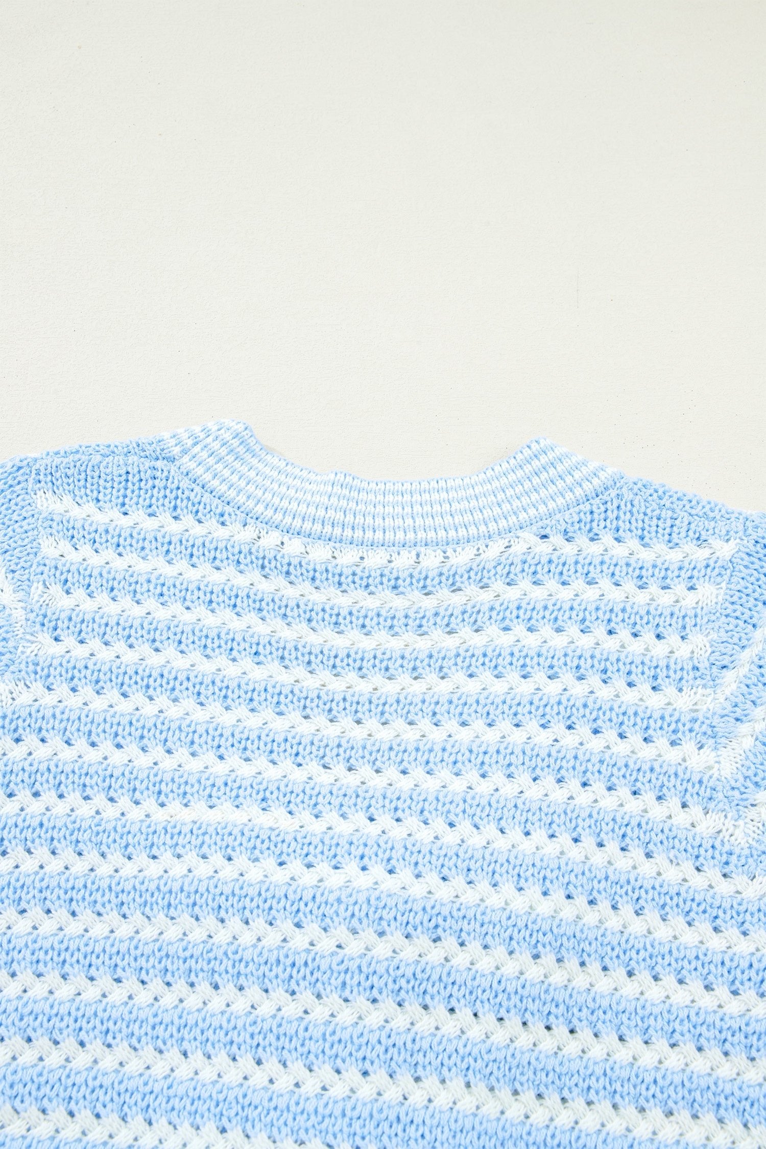 Stripe Bow Tie V-Neck Short Sleeve Sweater