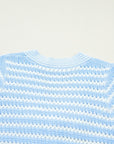 Stripe Bow Tie V-Neck Short Sleeve Sweater