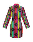 Neon Aztec Women's Long Sleeve Belted Satin Feel Dressing Lounge Robe