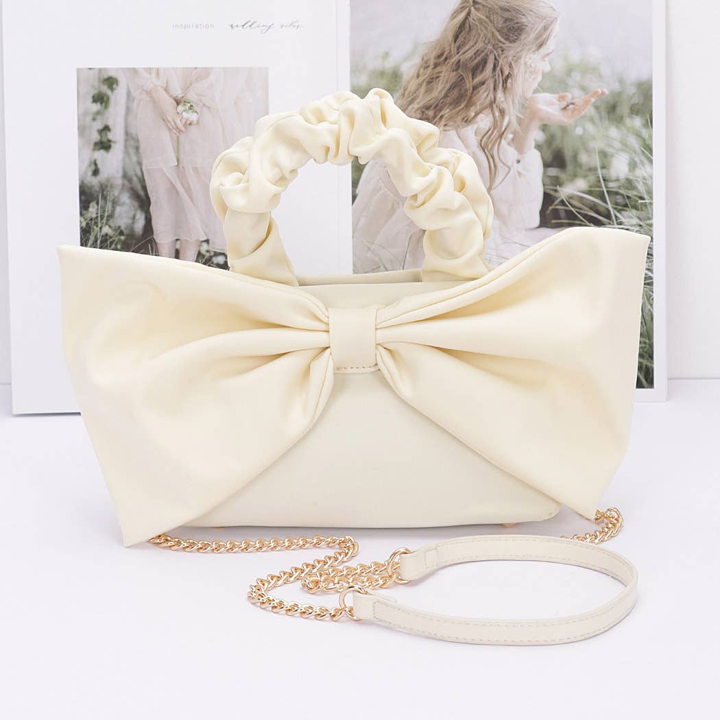 Nylon Top Handle Bag with Bow Front Clutch
