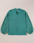 Solid Swiss Dot Balloon Sleeve Blouse