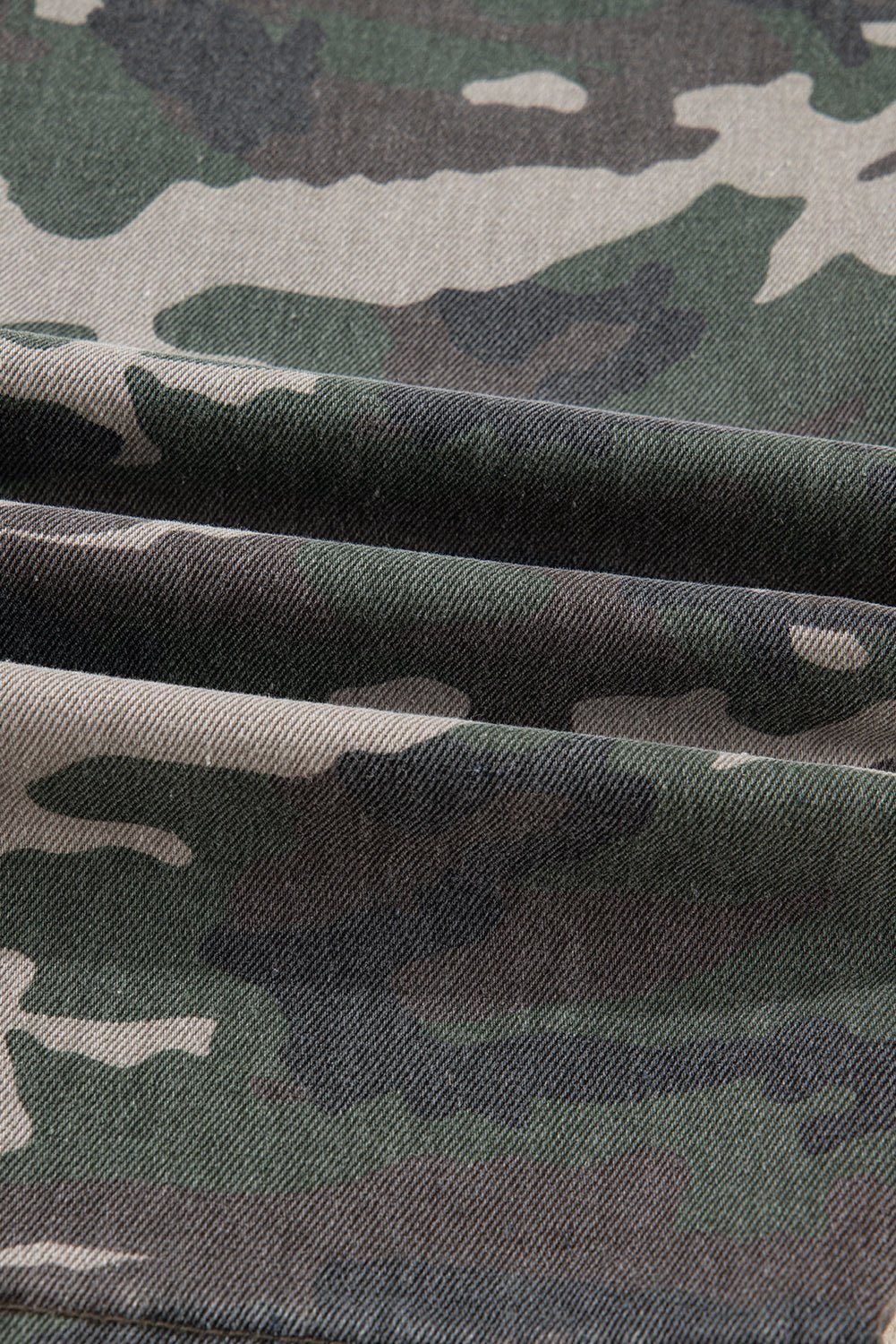 Camo Denim Cargo Wide Leg Pants