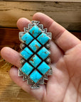Big Ring - adjustable - kingman turquoise ring and sterling silver