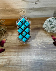 Big Ring - adjustable - kingman turquoise ring and sterling silver